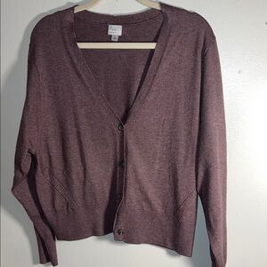 A New Day Women's Plum Button-Front Cardigan Sweater
